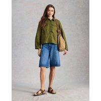 White Stuff Pure Linen Lightweight Collared Jacket Green