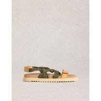 White Stuff Braided Footbed Sandals Tan