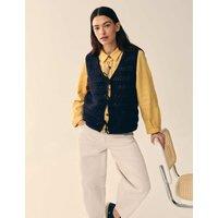White Stuff Pure Cotton Textured V-Neck Knitted Vest Navy