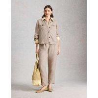 White Stuff Pure Linen Lightweight Collared Jacket Natural