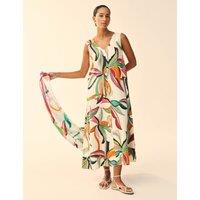 White Stuff Linen Rich Printed Maxi Dress Natural Mix