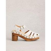 White Stuff Leather Block Heel Clogs White