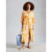 White Stuff Printed Kimono Beach Dress Yellow Mix