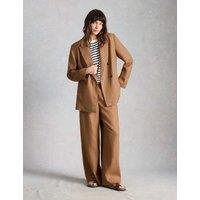 White Stuff Pure Linen Relaxed Double Breasted Blazer Tan
