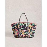White Stuff Pure Cotton Reversible Printed Tote Bag Black Mix