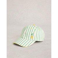 White Stuff Pure Cotton Stripe Embroidered Baseball Cap White Mix