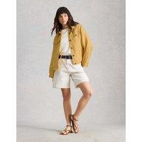 White Stuff Pure Linen Lightweight Collared Jacket Yellow