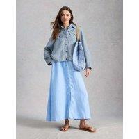 White Stuff Pure Linen Lightweight Collared Jacket Blue