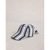 White Stuff Pure Cotton Striped Bow Detail Baseball Cap White Mix
