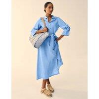 White Stuff Pure Linen Maxi Shirt Dress Blue