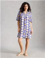 Pure Linen Printed Mini Shift Dress