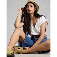 White Stuff Pure Cotton Embroidered Floral Lace Insert Top White