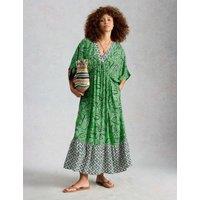 White Stuff Printed Maxi Beach Dress Green Mix