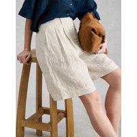 White Stuff Pure Linen Striped Shorts White Mix