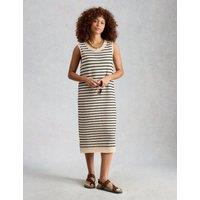 White Stuff Pure Cotton Crochet Style Midi Beach Dress Black Mix