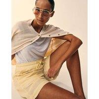 White Stuff Pure Linen Striped Shorts Yellow Mix