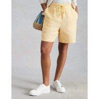 White Stuff Pure Linen Striped Shorts Yellow Mix