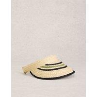 White Stuff Striped Woven Visor Natural Mix