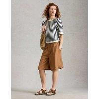 White Stuff Pure Lyocell Pleat Front Shorts Tan