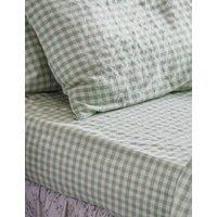 Piglet In Bed Linen Rich Gingham Fitted Sheet White Mix
