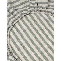 Piglet In Bed Linen Rich Pembroke Stripe Fitted Sheet Grey Mix