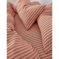 Piglet In Bed Pure Linen Pembroke Stripe Fitted Sheet Red Mix