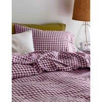 Piglet In Bed Pure Linen Gingham Flat Sheet Purple Mix