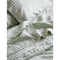 Piglet In Bed Linen Rich Gingham Flat Sheet White Mix