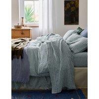 Piglet In Bed Linen Rich Gingham Flat Sheet Light Blue Mix
