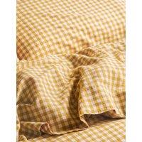 Piglet In Bed Linen Rich Gingham Flat Sheet Yellow Mix