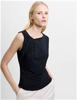 French Connection Jersey Asymmetric Neck Top Black