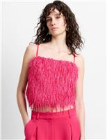 French Connection Textured Square Neck Top Pink