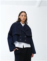 French Connection Denim Cropped Trench Coat Denim