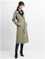French Connection Collared Longline Trench Coat Green
