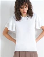 French Connection Textured Crew Neck Top White