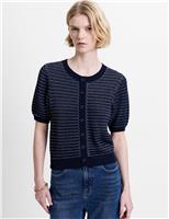 French Connection Cotton Rich Textured Cardigan Navy Mix