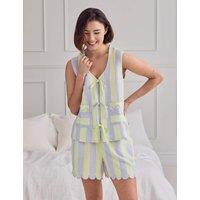 Chelsea Peers Linen Rich Striped Tie Front Shortie Set Lilac