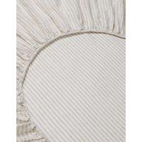 Piglet In Bed Pure Linen Striped Fitted Sheet Oatmeal Mix