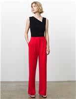 French Connection Pleat Front Wide Leg Trousers Red