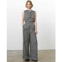 French Connection Striped Wide Leg Trousers White Mix