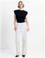 French Connection High Waisted Straight Leg Jeans Ecru
