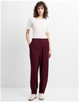 French Connection Elasticated Waist Barrel Leg Trousers Red