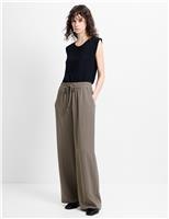 French Connection Pinstripe Wide Leg Trousers Khaki Mix