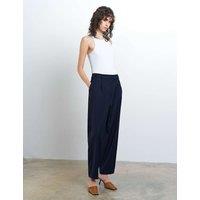 French Connection Pleated Barrel Leg Ankle Grazer Trousers Navy
