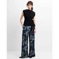 French Connection Printed Wide Leg Trousers Black Mix