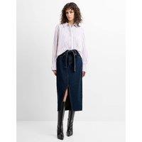 French Connection Denim Belted Midi Skirt Blue Denim