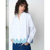 French Connection Pure Cotton Embroidered Floral Shirt White Mix
