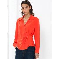French Connection Collared Waisted Wrap Detail Blouse Orange