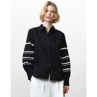 French Connection Pure Cotton Textured Shirt Black Mix