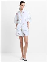 French Connection Pure Cotton Floral Shirt White Mix